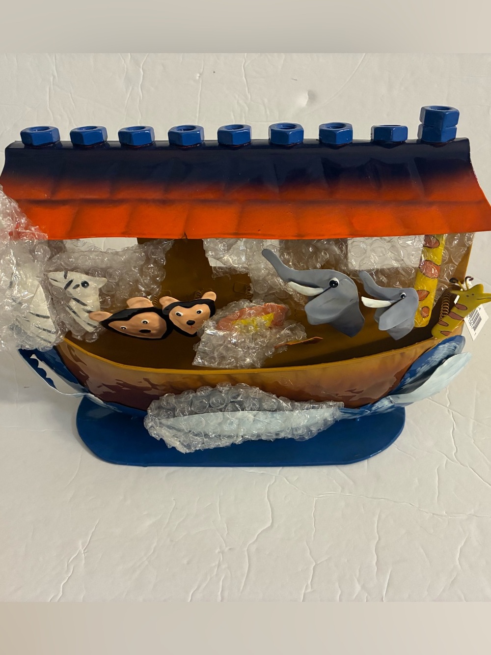 Vtg RiteLiteLtd Whimsical Metal Noah’s Ark Sculpture/menorah Holiday Religious